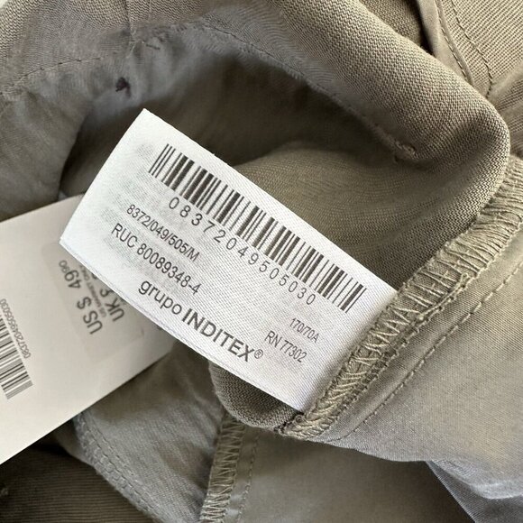 Zara Pleated Ankle Pants Size M Khaki Baggy - Picture 12 of 14